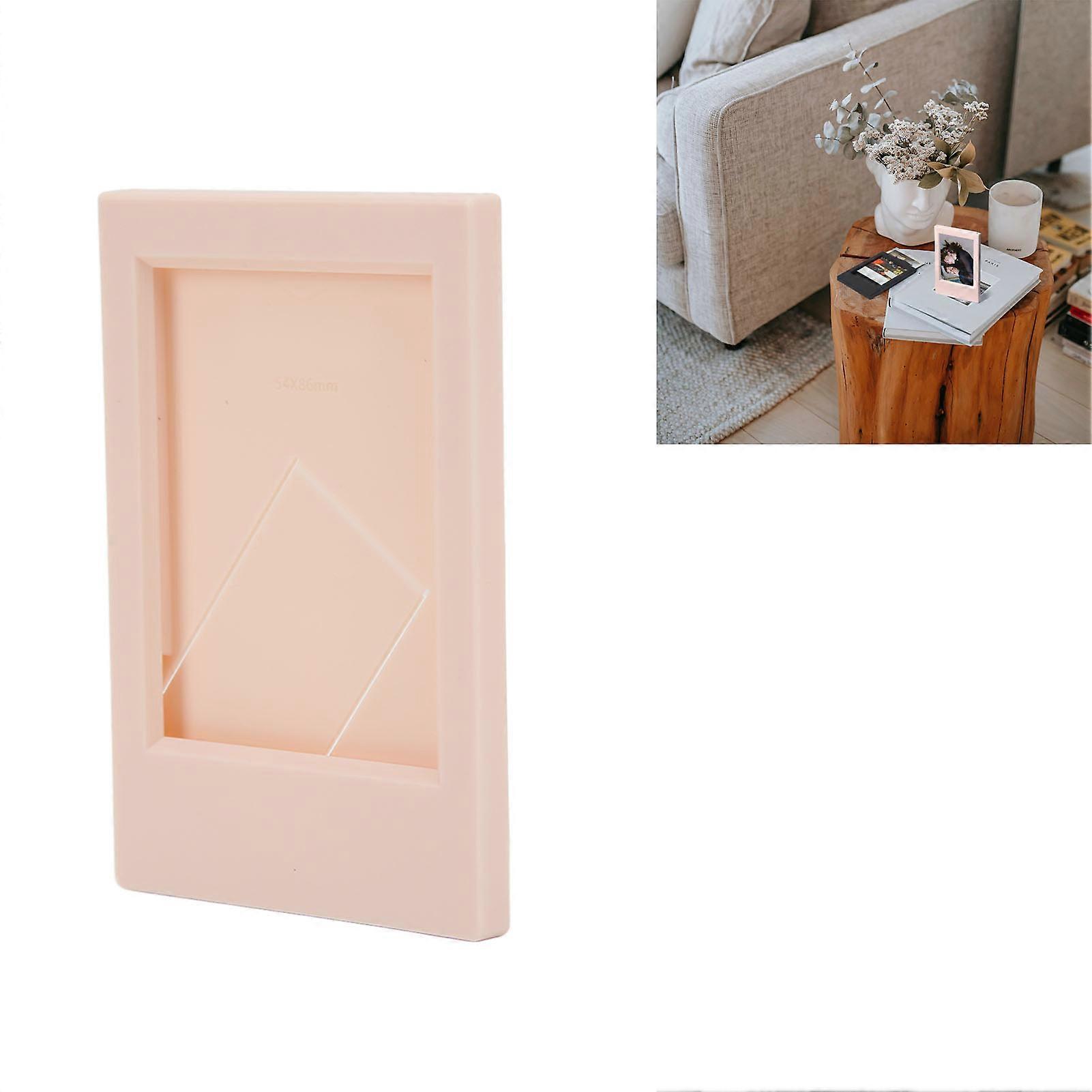 Photo Frame Plastic Rectangle Desktop Classical Stand Picture Frame for Fujifilm for Instax Mini 3in Photos Sakura Pink 