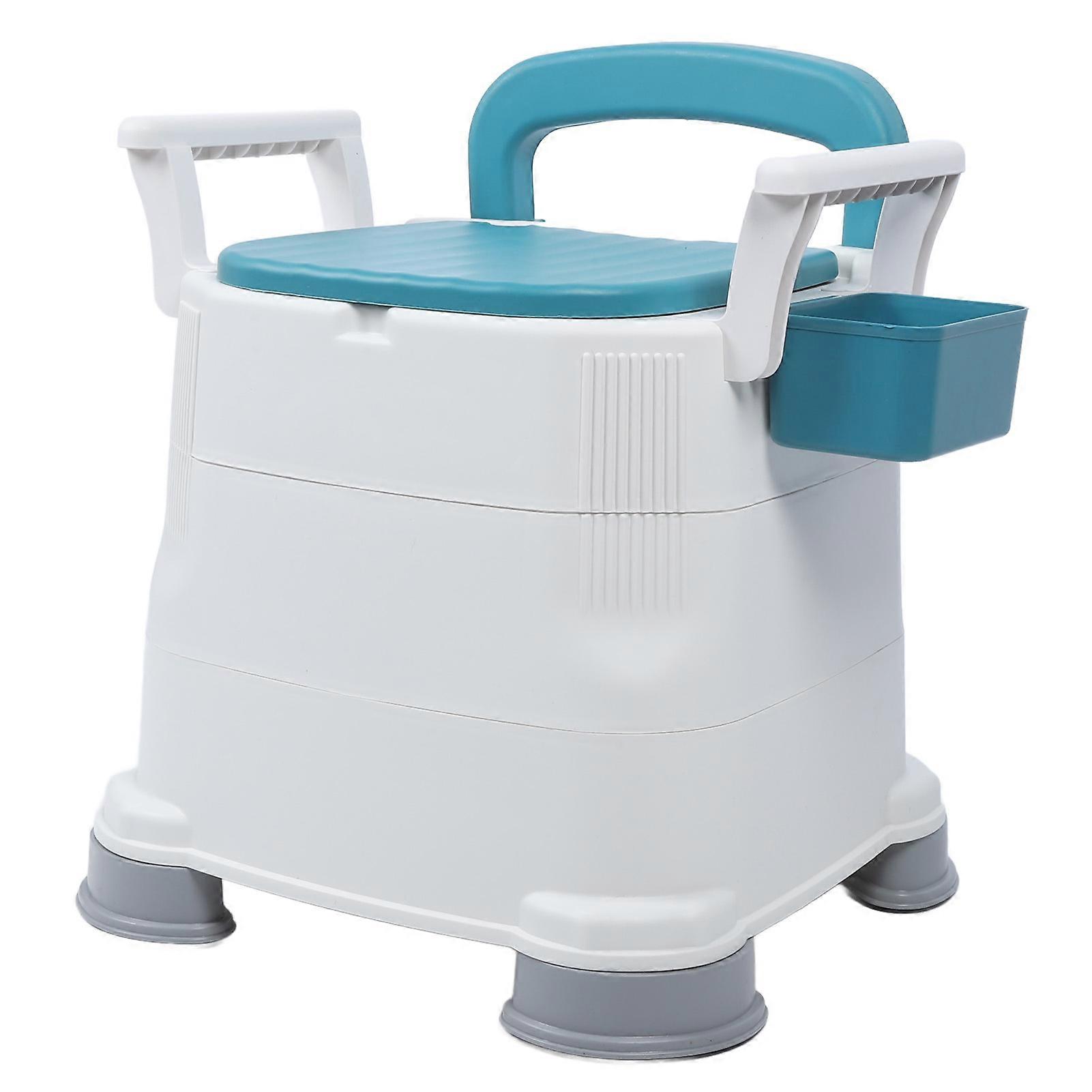 Bedside Commode Toilet Prevent Slip 3 Height Adjust Portable Toilet Chair with Wide Armrests PU Backrest Soft Seat Ring