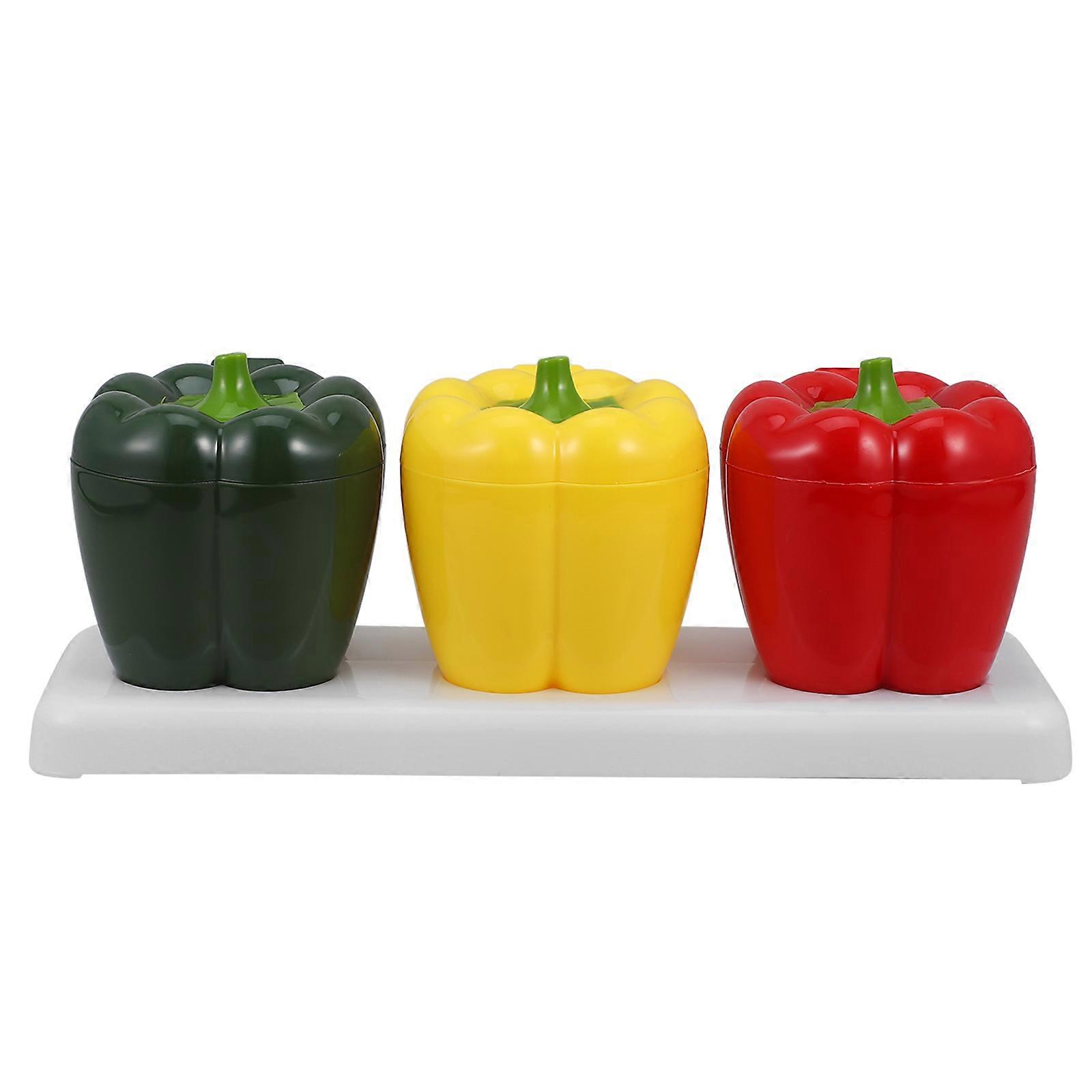 Cute Spice Jars Set Plastic Pepper Shape Condiment Container Red Color Sealing 1Set