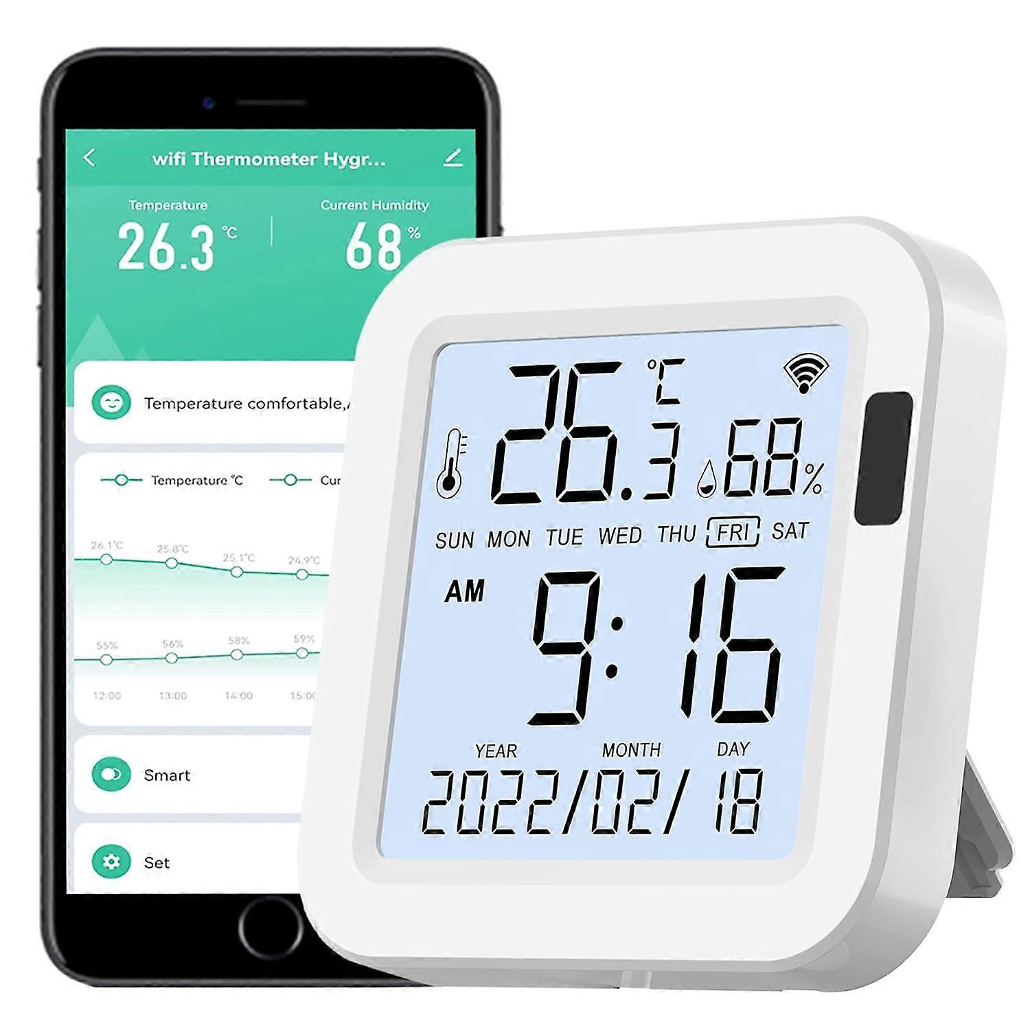 WiFi Thermometer Hygrometer: Smart Temperature Humidity Sensor with Bac