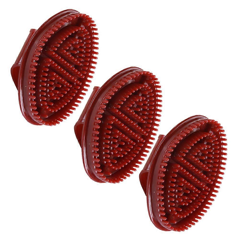 Wet Shower Brush Multipurpose Plastic Bath Skin Cleaner Scalp Stimulation Dark Red 3Pcs