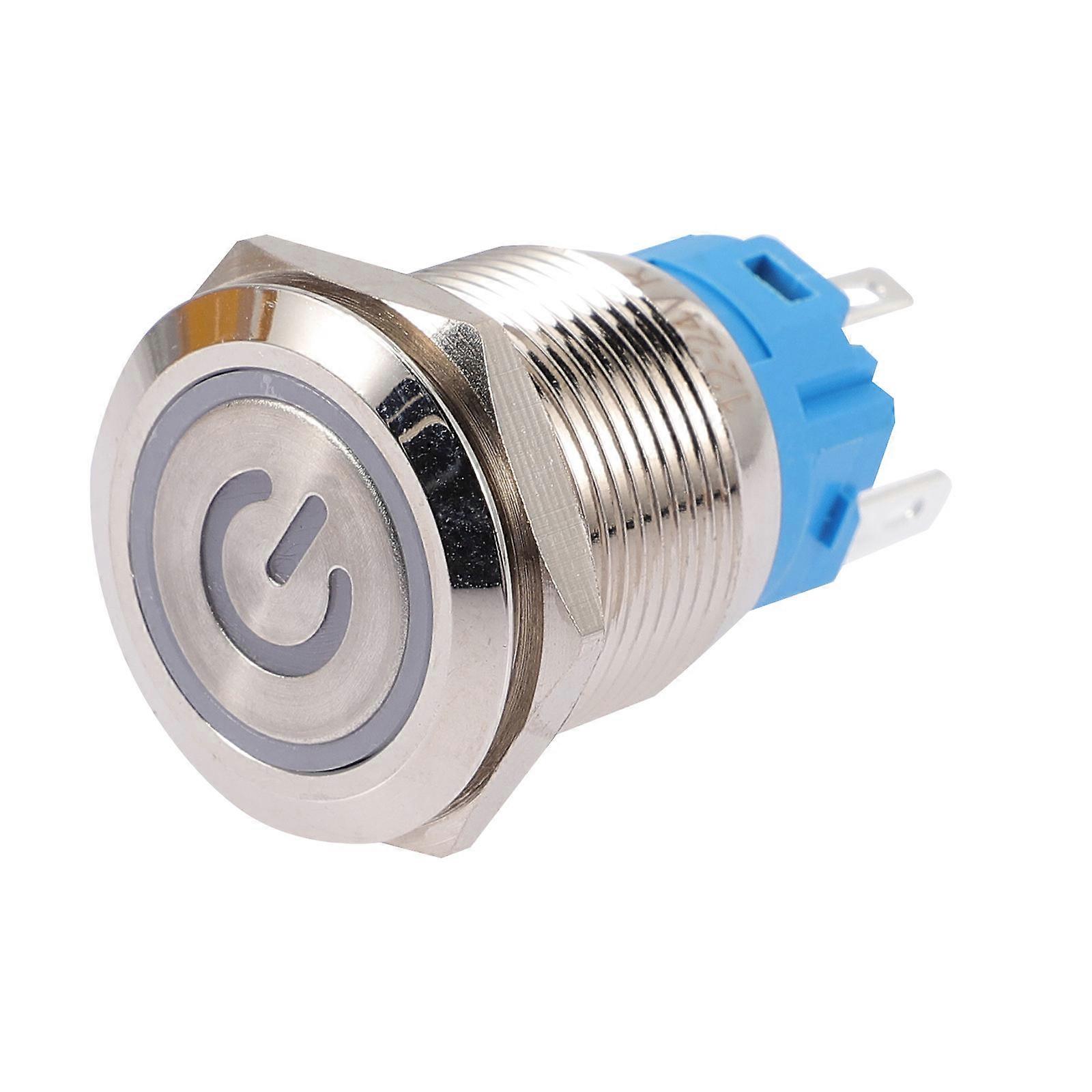 Momentary Push Button Waterproof Switch Automotive Modification 3X1.9CM Silver Self-Resetting Start Button 1Pack