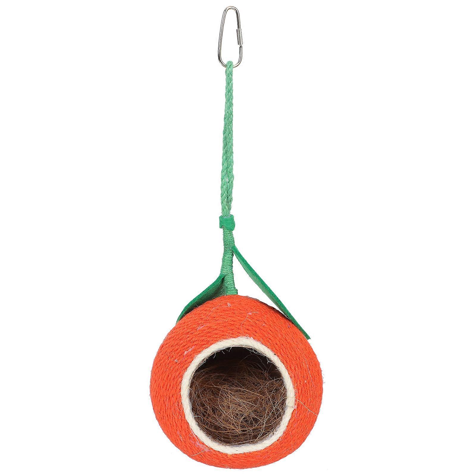 The **Coconut Shell Parrot House** is a natural, bird nest designed for small to medium sized birds like budgies, lovebirds, parrots, and other