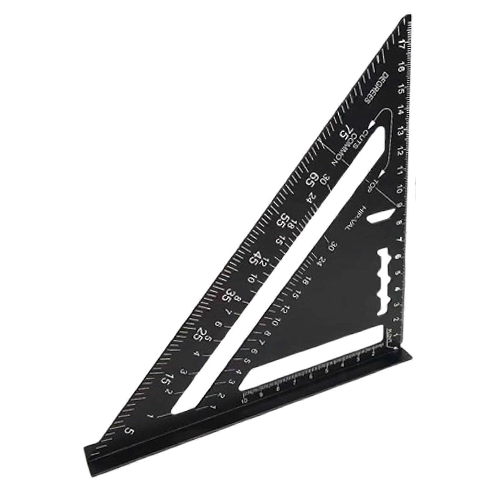 Metal Triangular Ruler Metric Measuring Tool, Aluminum Alloy Precision Tool For Carpentry Construction Planning, Black