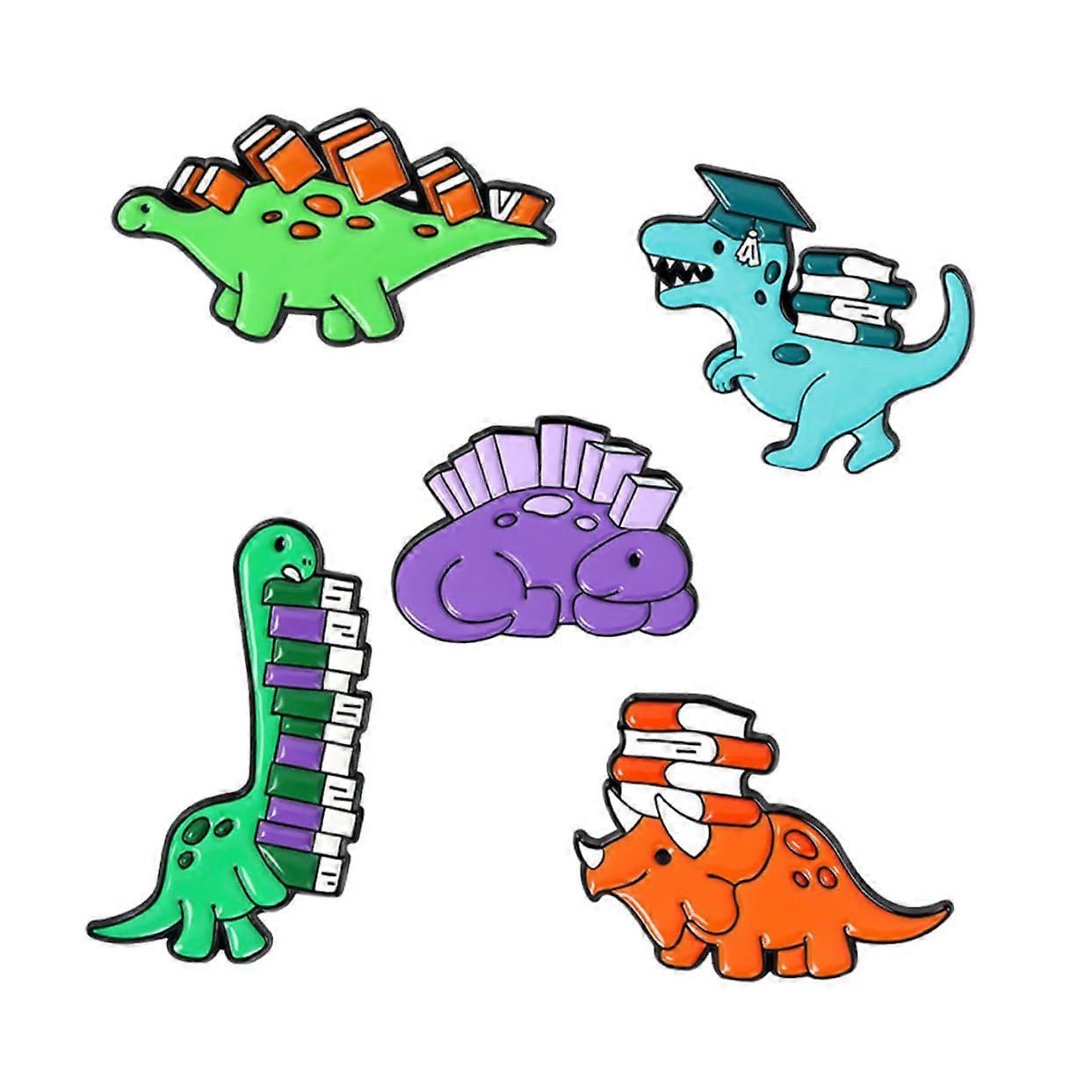 Dinosaur Brooch Children's Pins for Animals Backpack Badge 2pcs 3.3x2.8cm