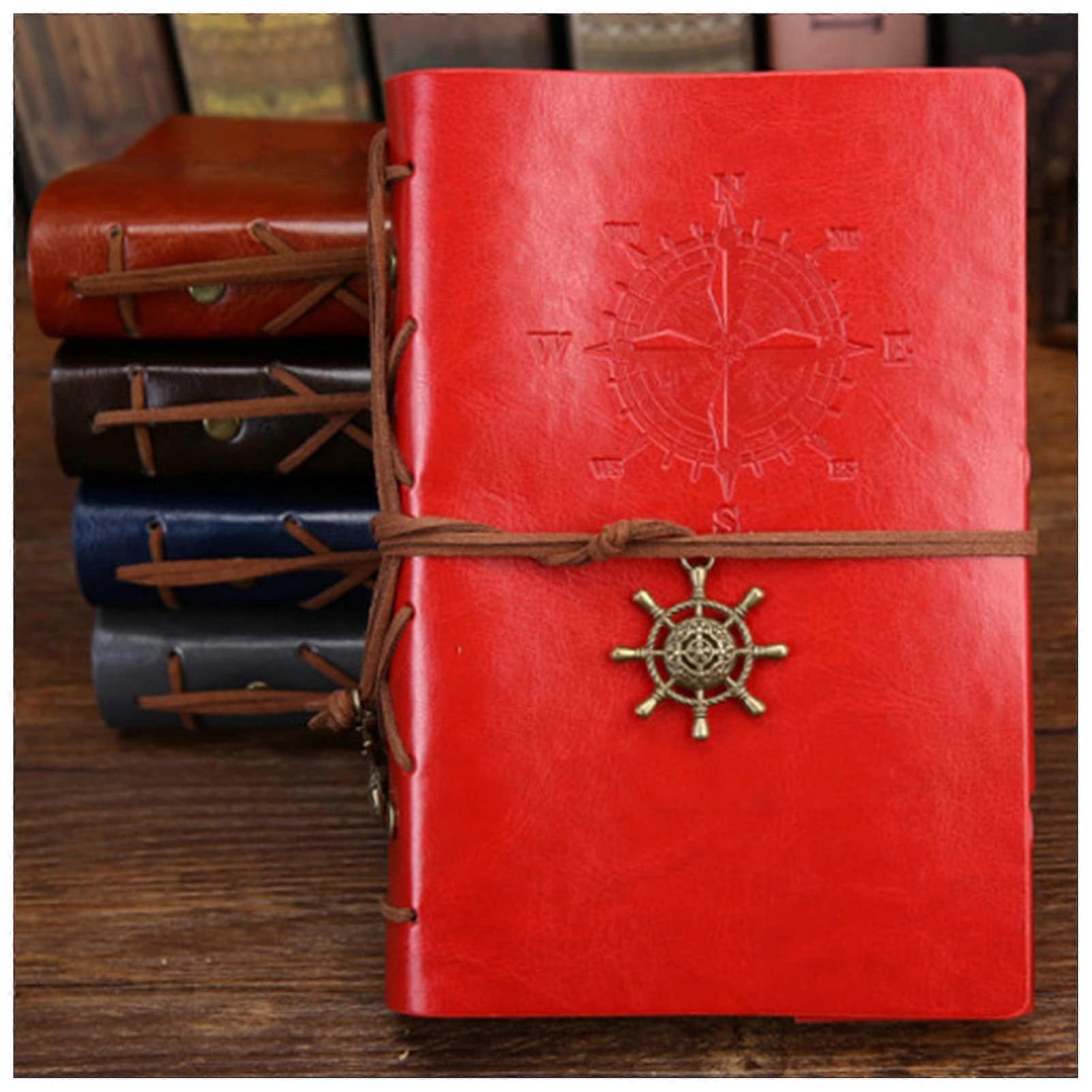 A5 Vintage Notebook Retro Notepad Pirate Anchors Traveler Journal (Red)