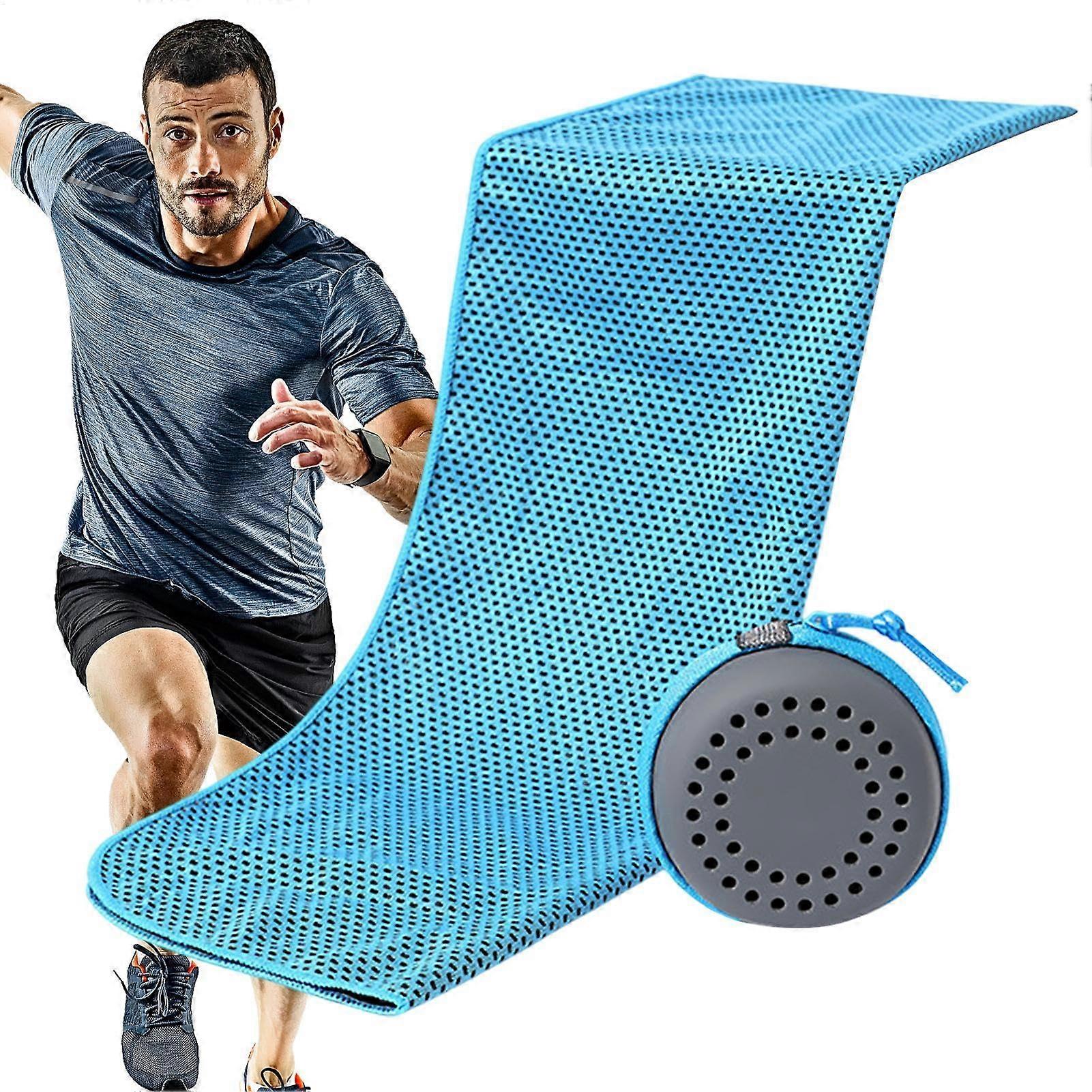 Cooling Neck Towel, Neck Cooler, Sweat Towels in Storage Box QuickDry Scarf for Swimming, Camping Sky Blue