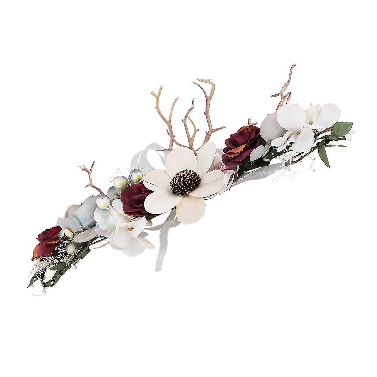 Fabric Flower Headband for Women with Dried Flower Decor Assorted Color Elegant Design Fits Most Heads