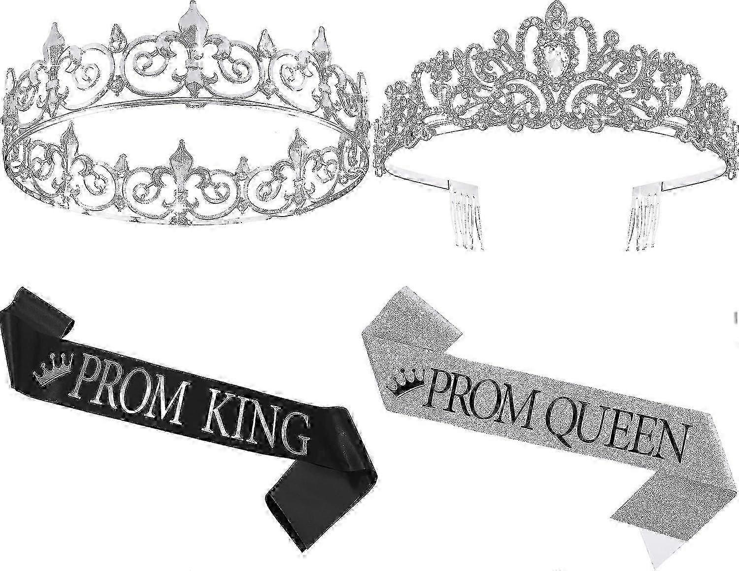 King & Queen Crowns for Prom - Tiara and Sash Set