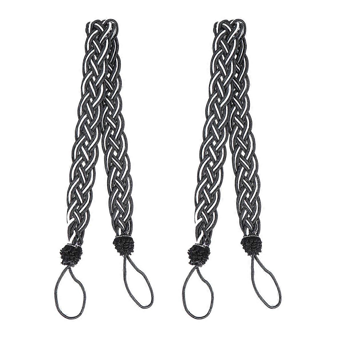 Braided Curtain Tiebacks with Smooth Polyester Material for Room Decor 2PCS Black