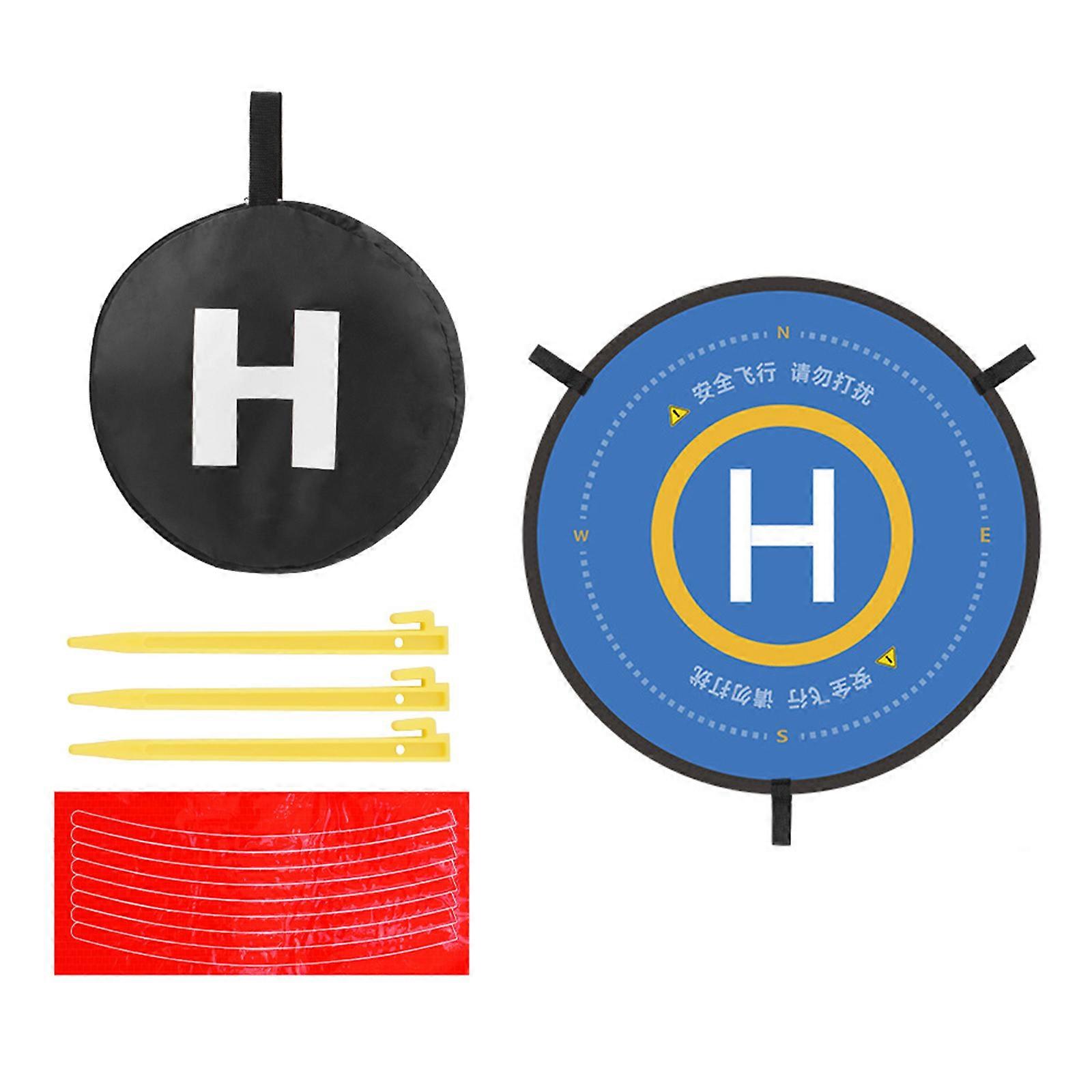 1 Set Landing Pad for UAV Portable & Foldable Design Landing Mat with Reflective Strips and Ground Stakes 55cm/75cm  75cmX75cm