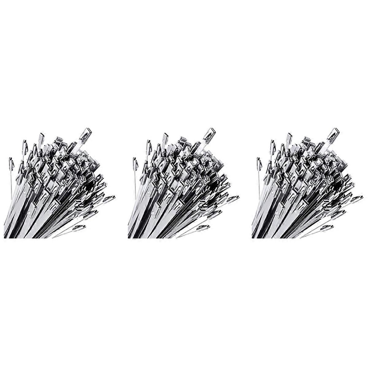 300Pcs Chain Link Fence Ties,Multi-Purpose Self-Locking Stainless Steel Zip Ties for Outdoor Garden