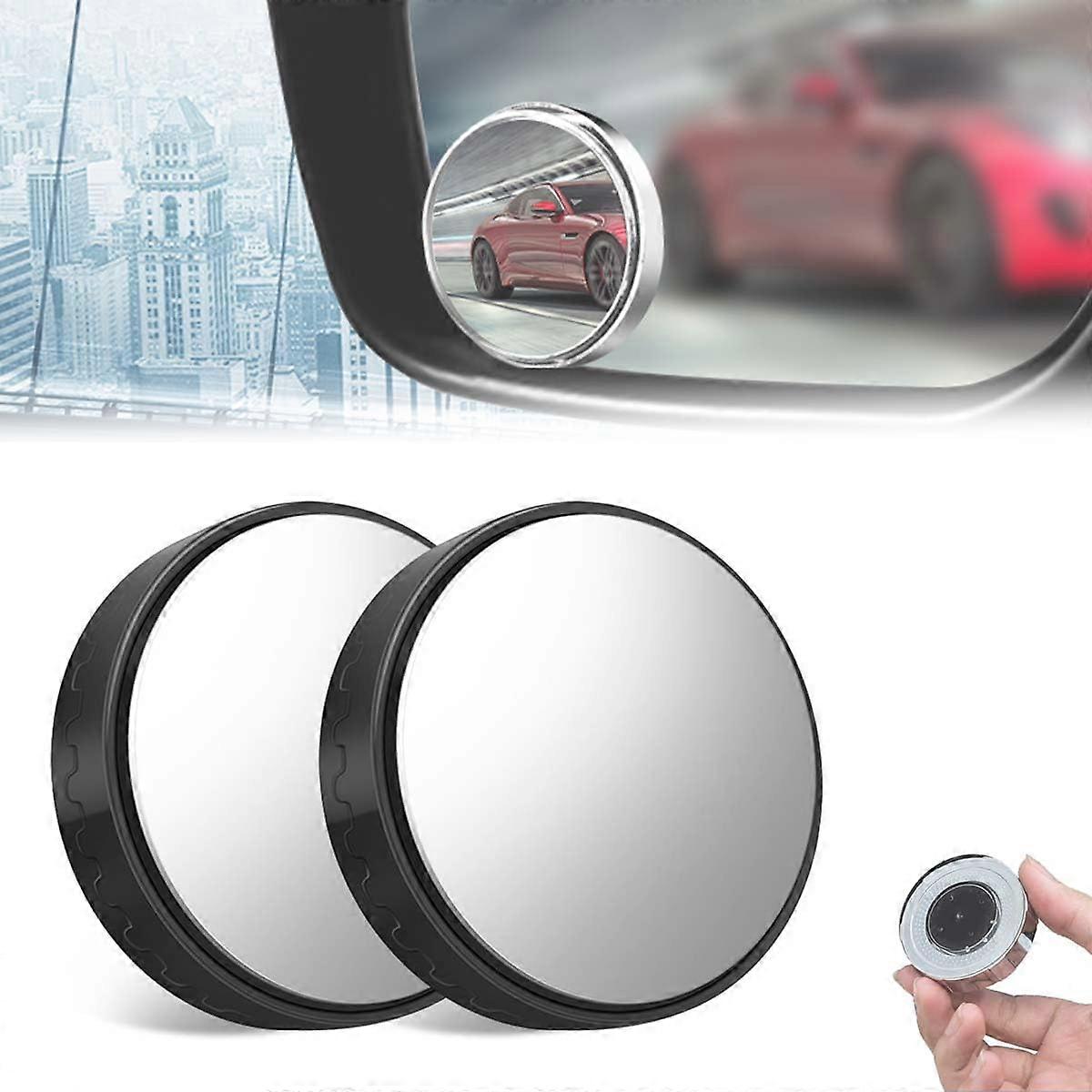 2 Piece Blind Spot Mirror For Lincoln Continental Nautilus Navigator Aviator Suction Cup Side Mirror 360 Rotation Black