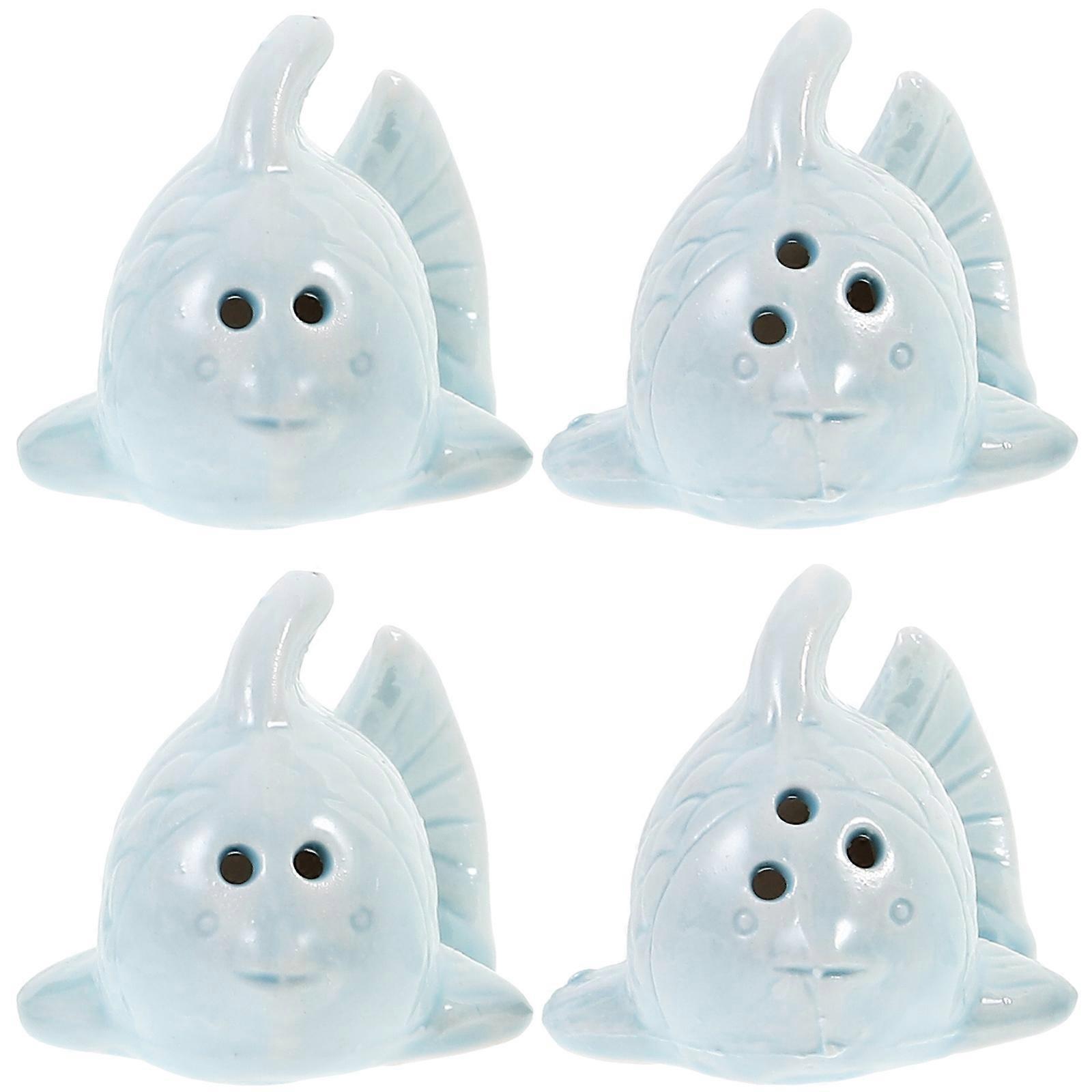 Ceramic Kitchen Spice Containers Fish Shape for Storage 4Pcs
