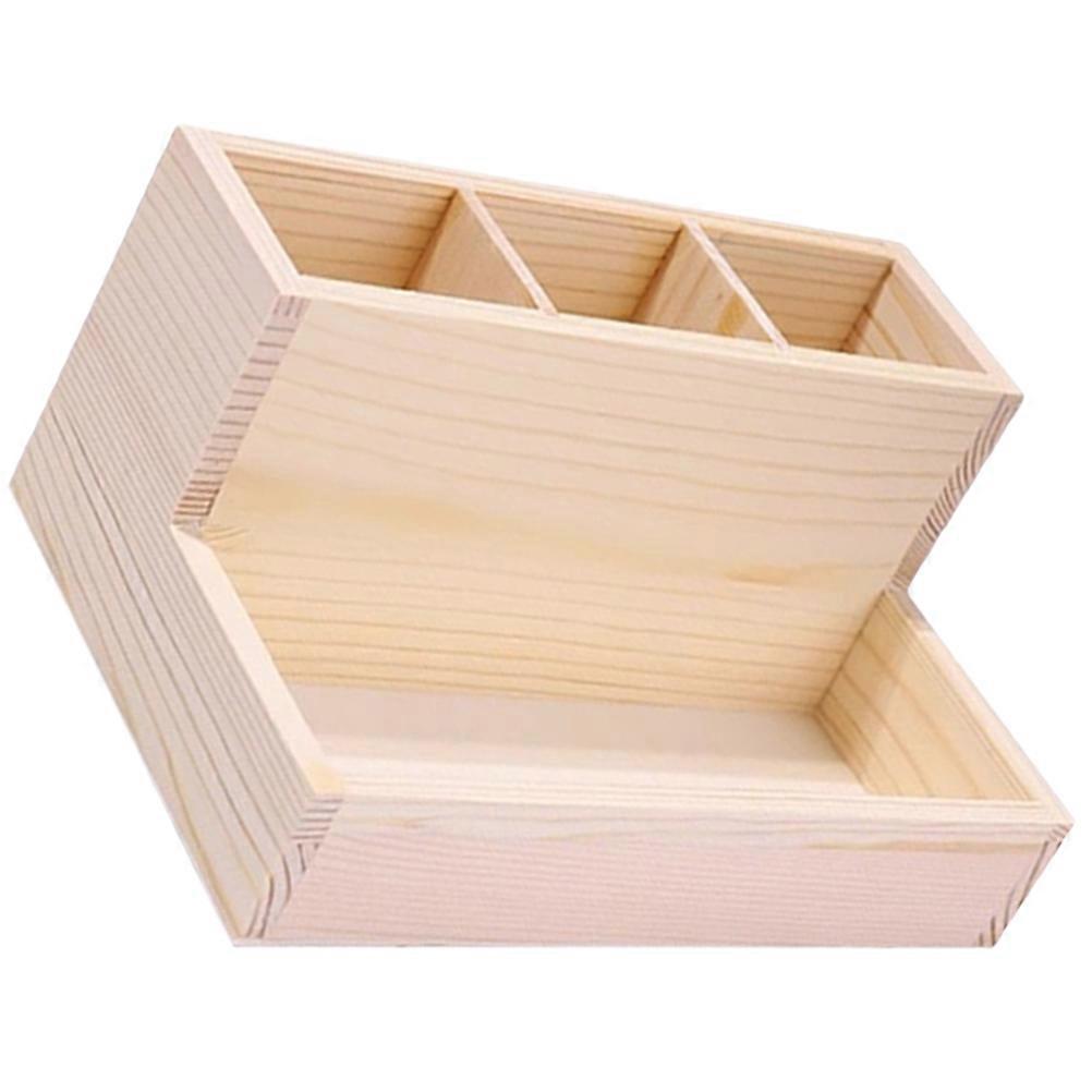 Beige Wooden Makeup Storage Box for Cosmetics and Trinkets with Steady Base and Smooth Surface 7