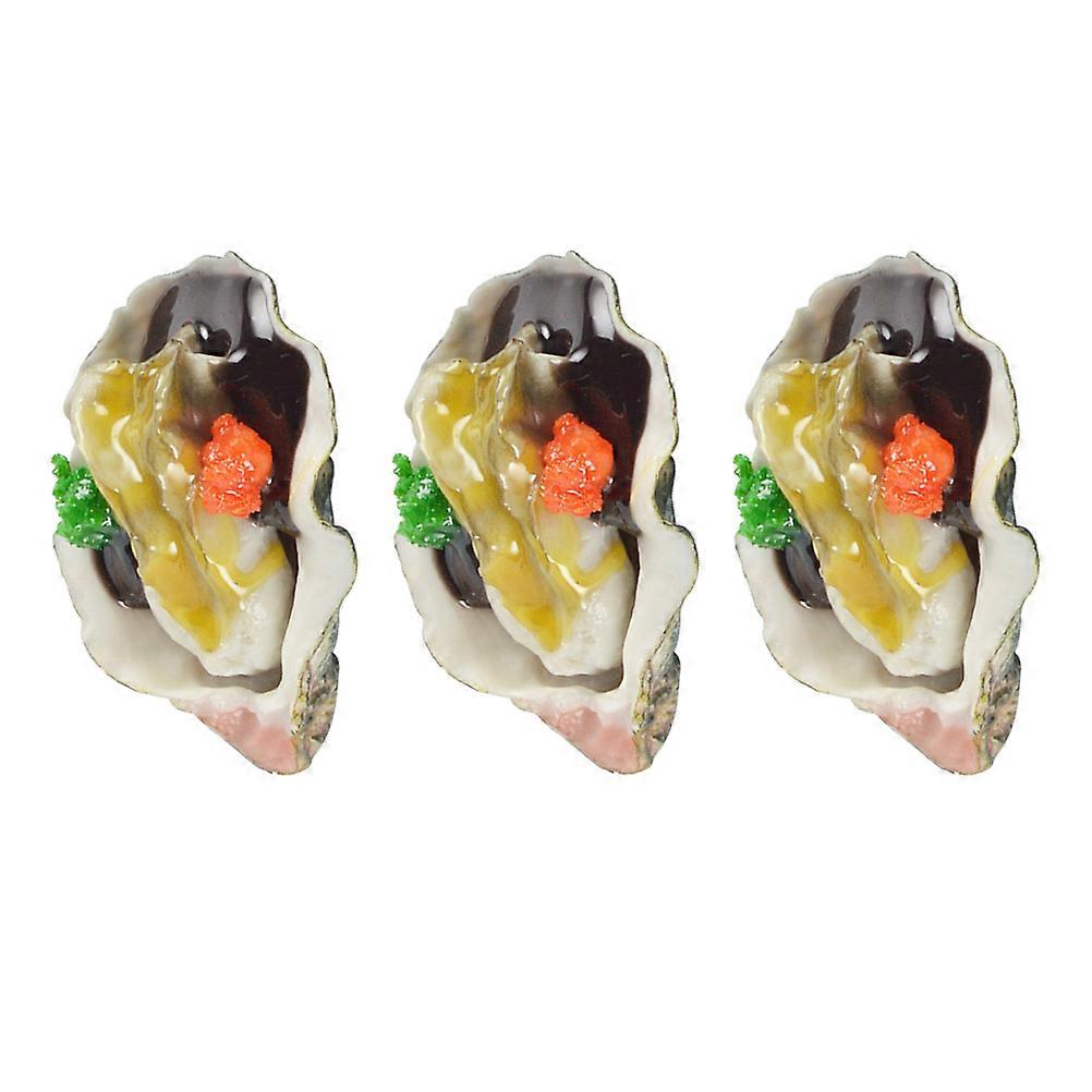 3pcs Assorted Color Simulation Oyster Model PVC Fake Food Toys for Decoration and Photography Props