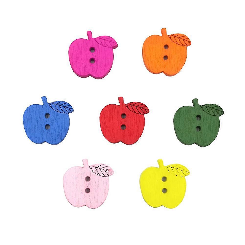 100 Pcs DIY Wooden Cartoon Buttons with Printing Patterns for Sewing Scrapbooking and Hand painted Shoes and Hats Colorful