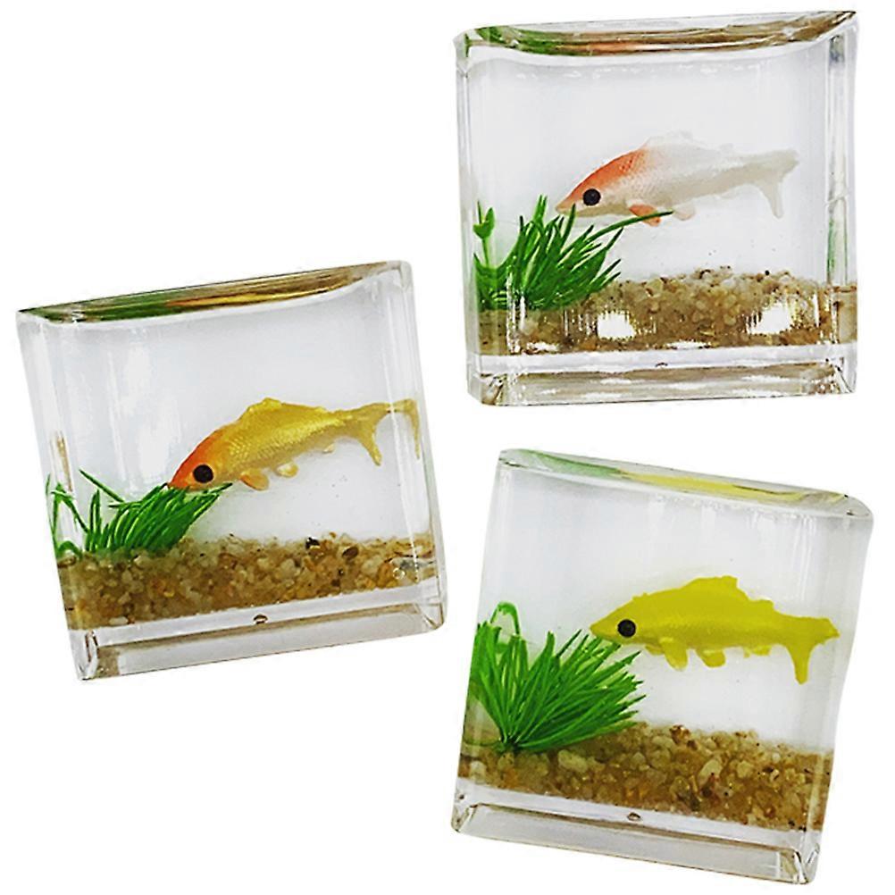 3Pcs Desktop Miniature Fish Tanks Glass Models Decorative Mini House Decors