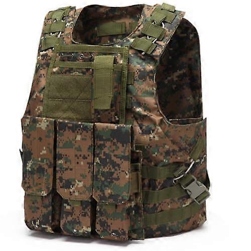 Paintball Vest Tactical Molle Vest with Pockets in Marpat Camo, Durable Fabric, Adjustable Size for Outdoor Activities