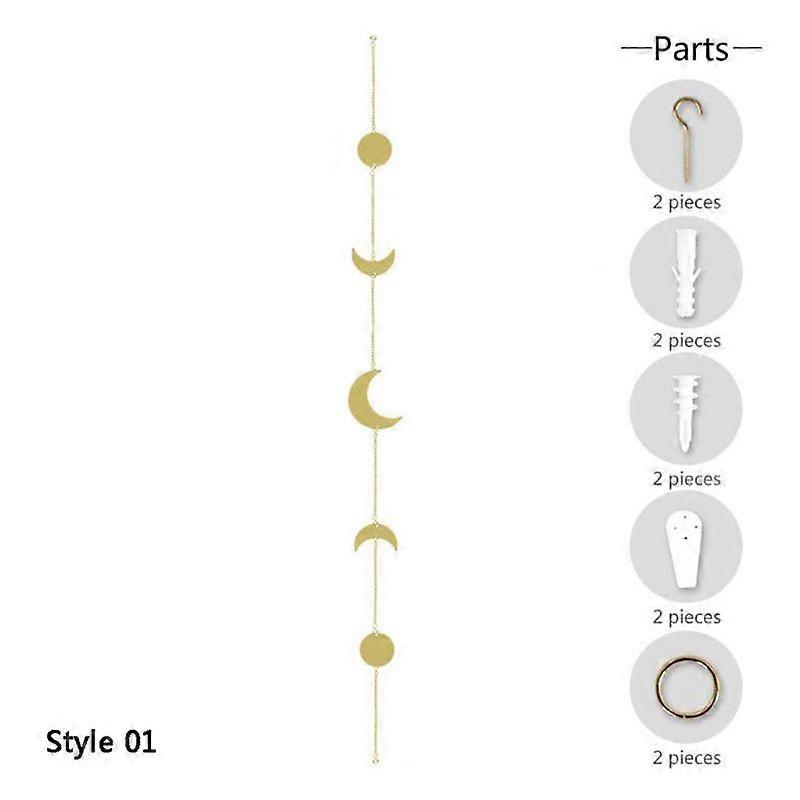 Moon Phase Chains Garland Celestial Boho Shiny Wall Hanging Ornament Home Office Kindergarten Living Room Bedroom Ornaments