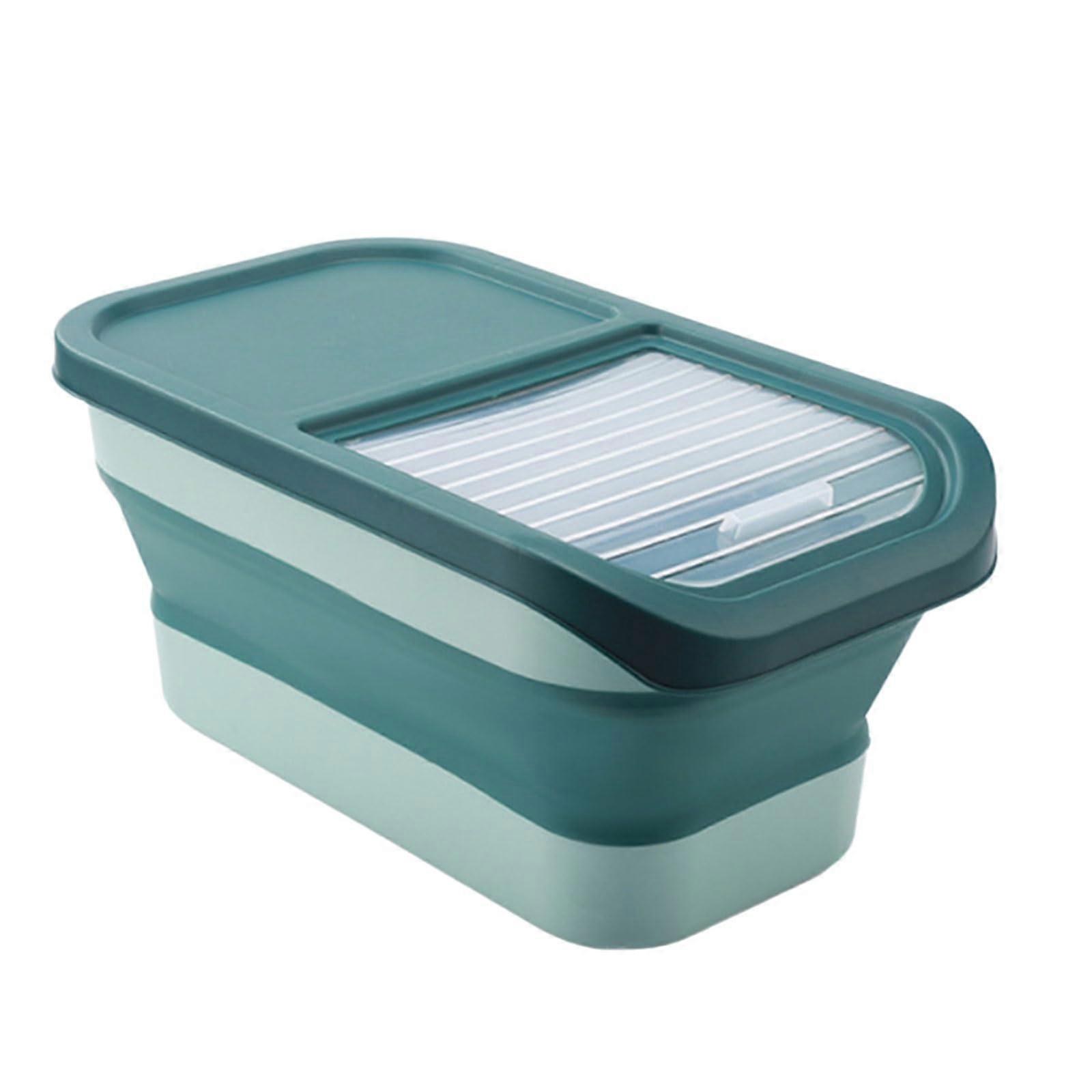Practical Food Storage Container Collapsible Airtight Box With Lid For Dog Treats Green