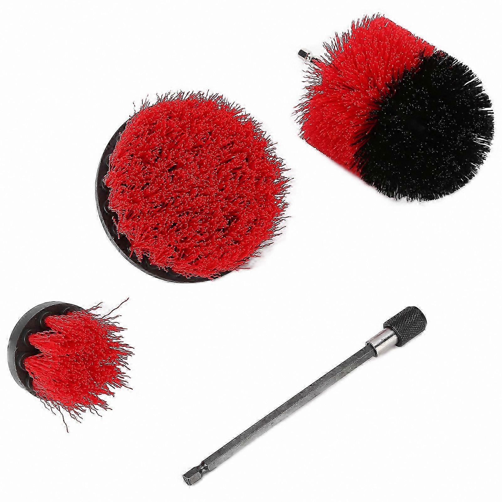 Extended Long Cleaning Drill Brush Set for Deep Scrubbing Durable Red Brushes Attachment Kit