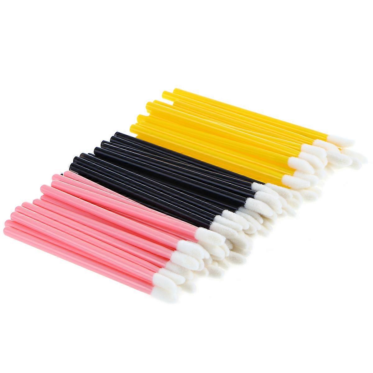 Disposable Lip Brush Applicator with Flocked Sponge Head and Plastic Handle for Easy Makeup Application 300 Pieces Assorted Colors