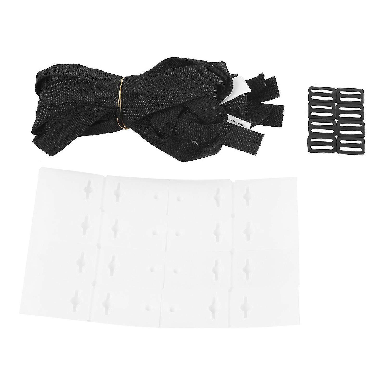 8 Sets Swimming Pool Roller Strap Solar Cover Reel Attachment Kit with Cord Plates and Buckles
