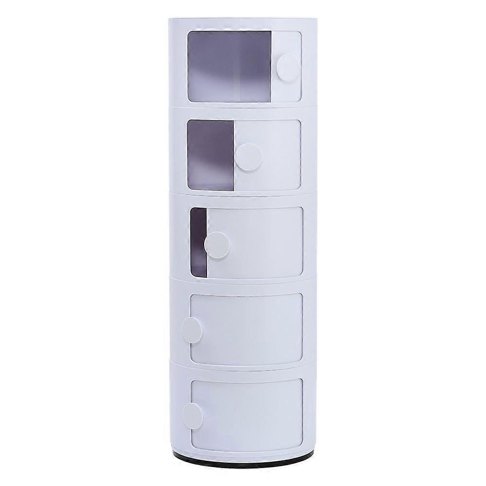 Storage Drawer Unit 5 Drawer Round Storage Unit White
