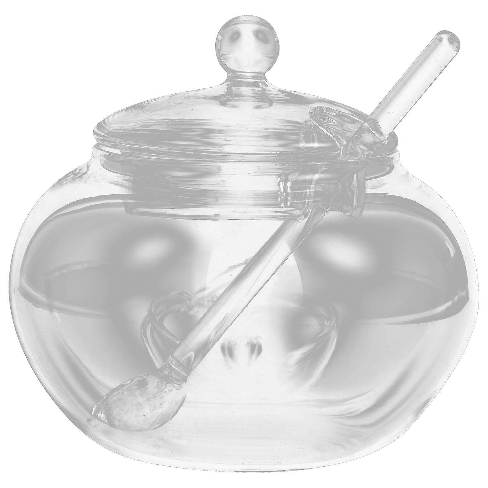 Transparent Glass Sauce Jar for Storage Use Smooth Surface Easy Cleaning 1 Set