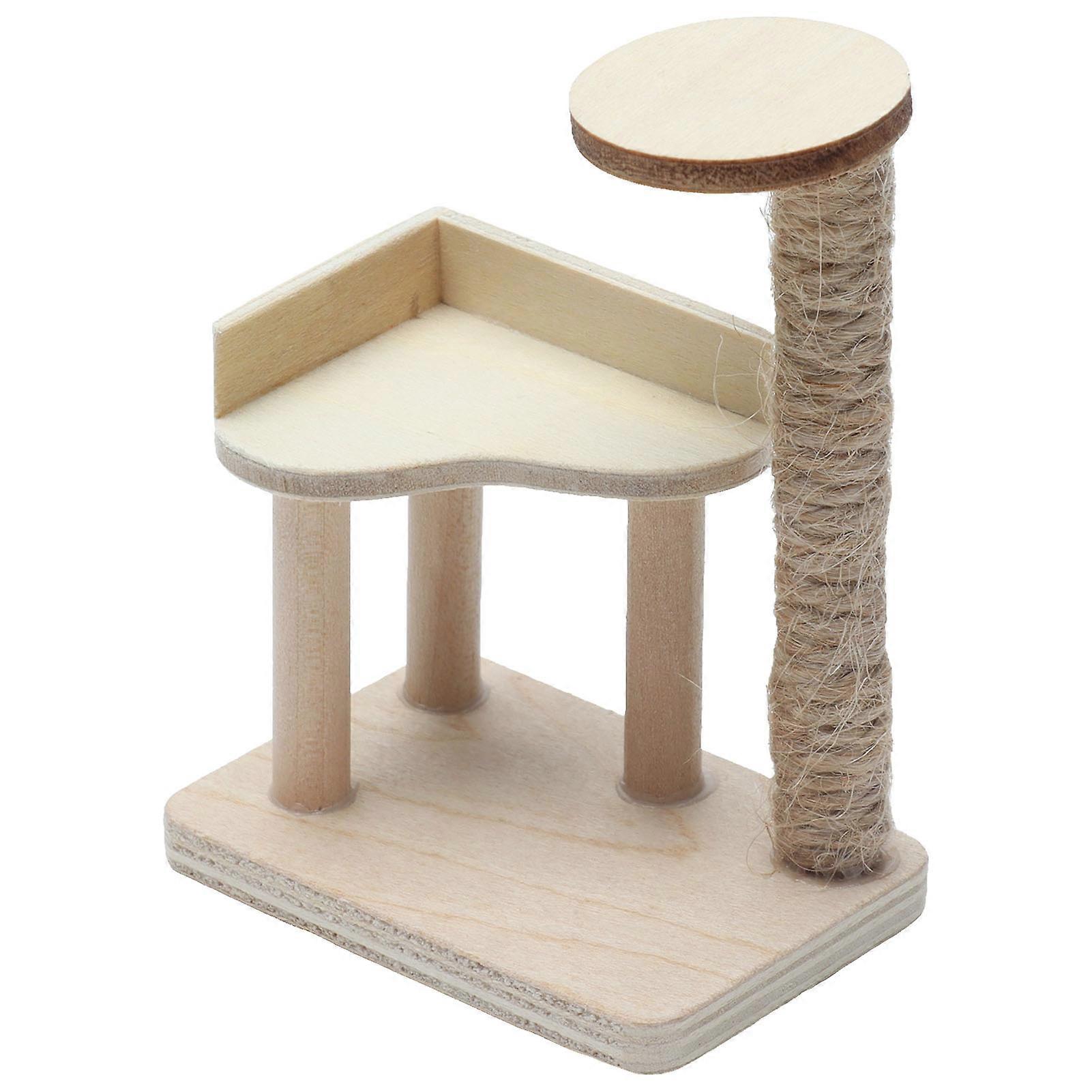 Tiny Wooden Cat Climbing Frame for 1:12 Scale Dollhouse Decor