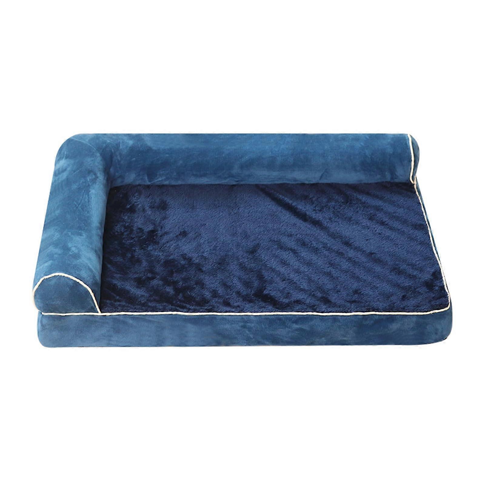 Ergonomic Dog Sofa Bed with Neck Rollers, Blue Foam Padding for Cats and Dogs, Medium Size, Easy Care Design