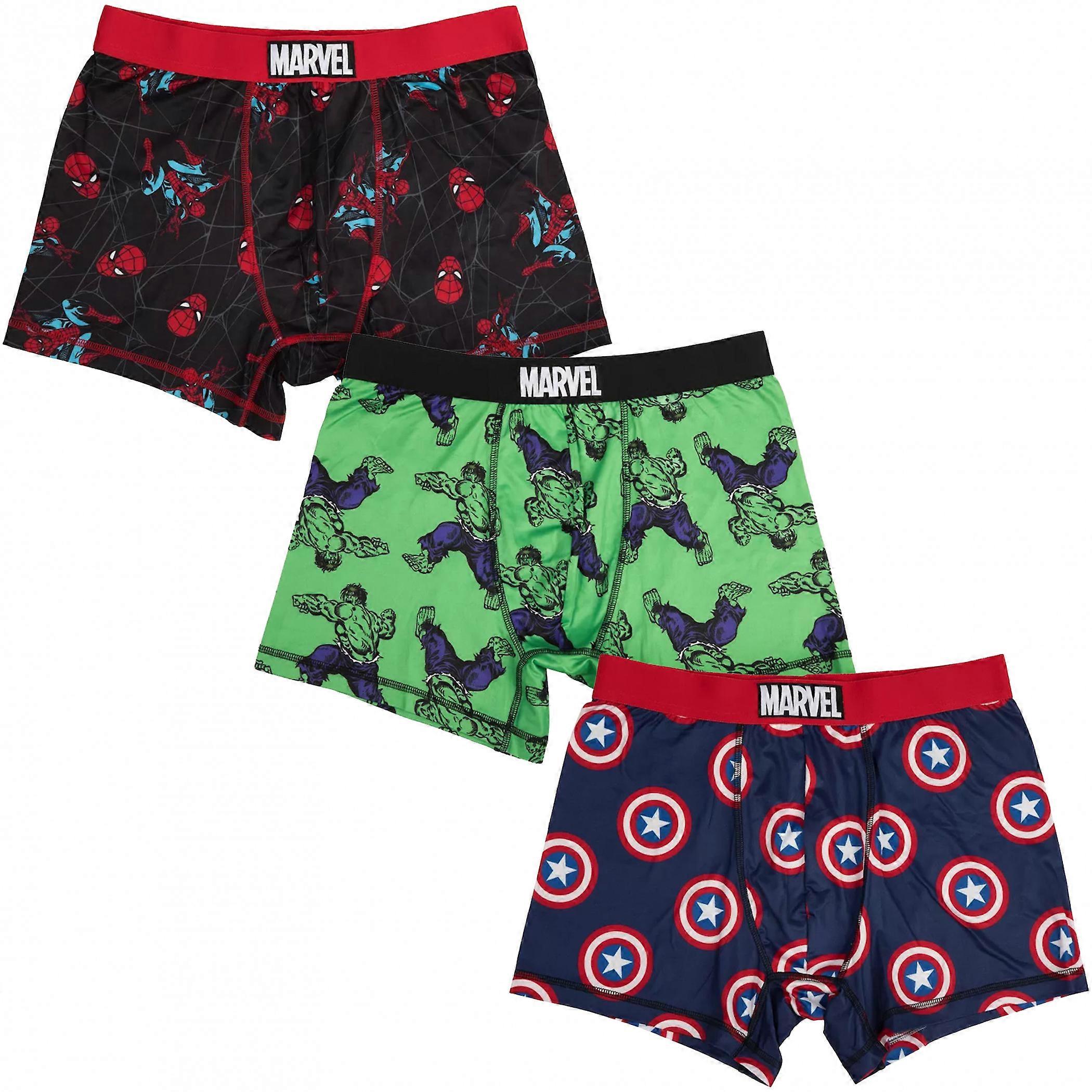 Captain America Hulk and Spider-Man Hero Pattern 3-Pack Boxer Briefs