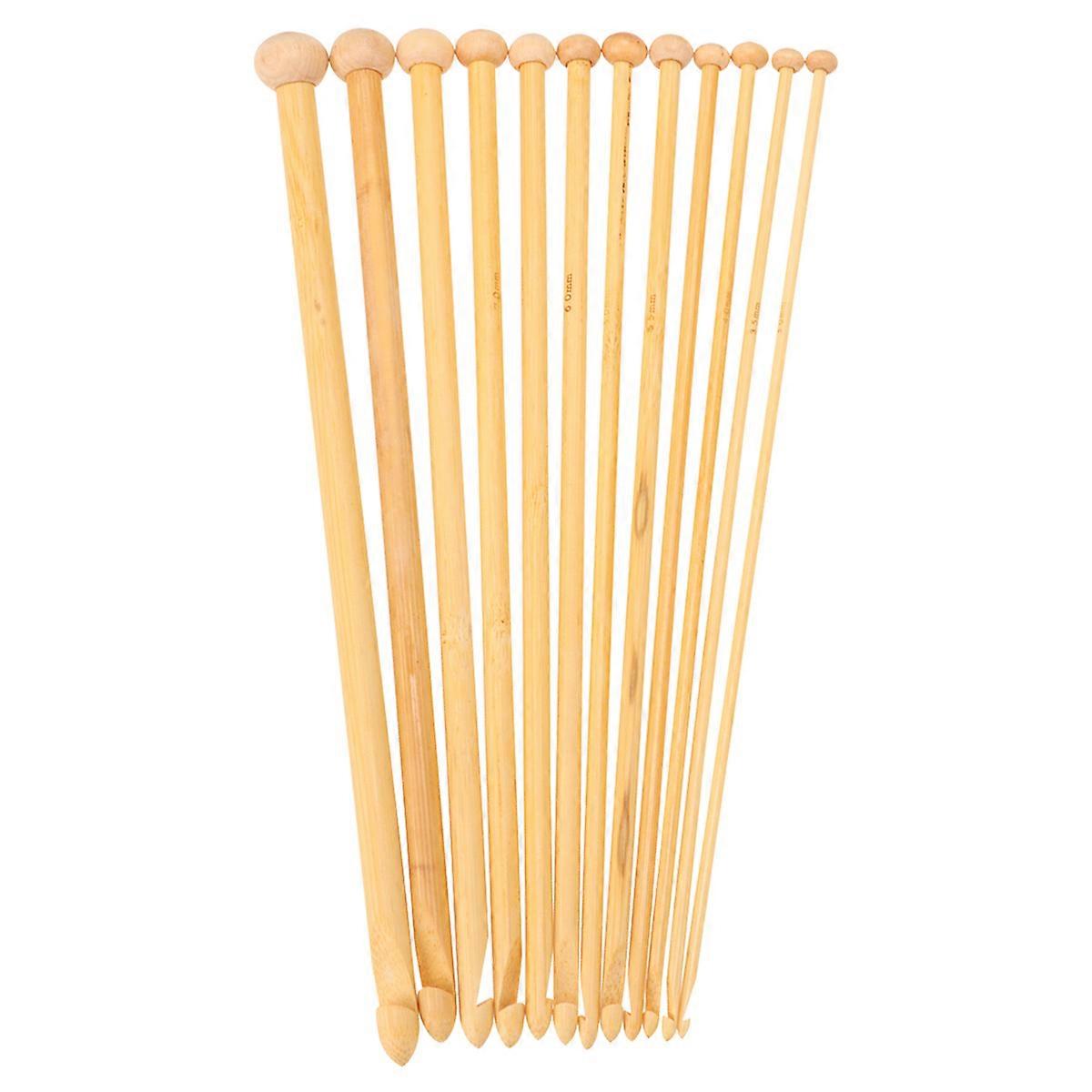Craft Knitting Needle 12PCS 25CM Long Knitting Needles Round Bead Head Multi-purpose Knitting Tool Light Brown Smooth Needle Body For Carpets