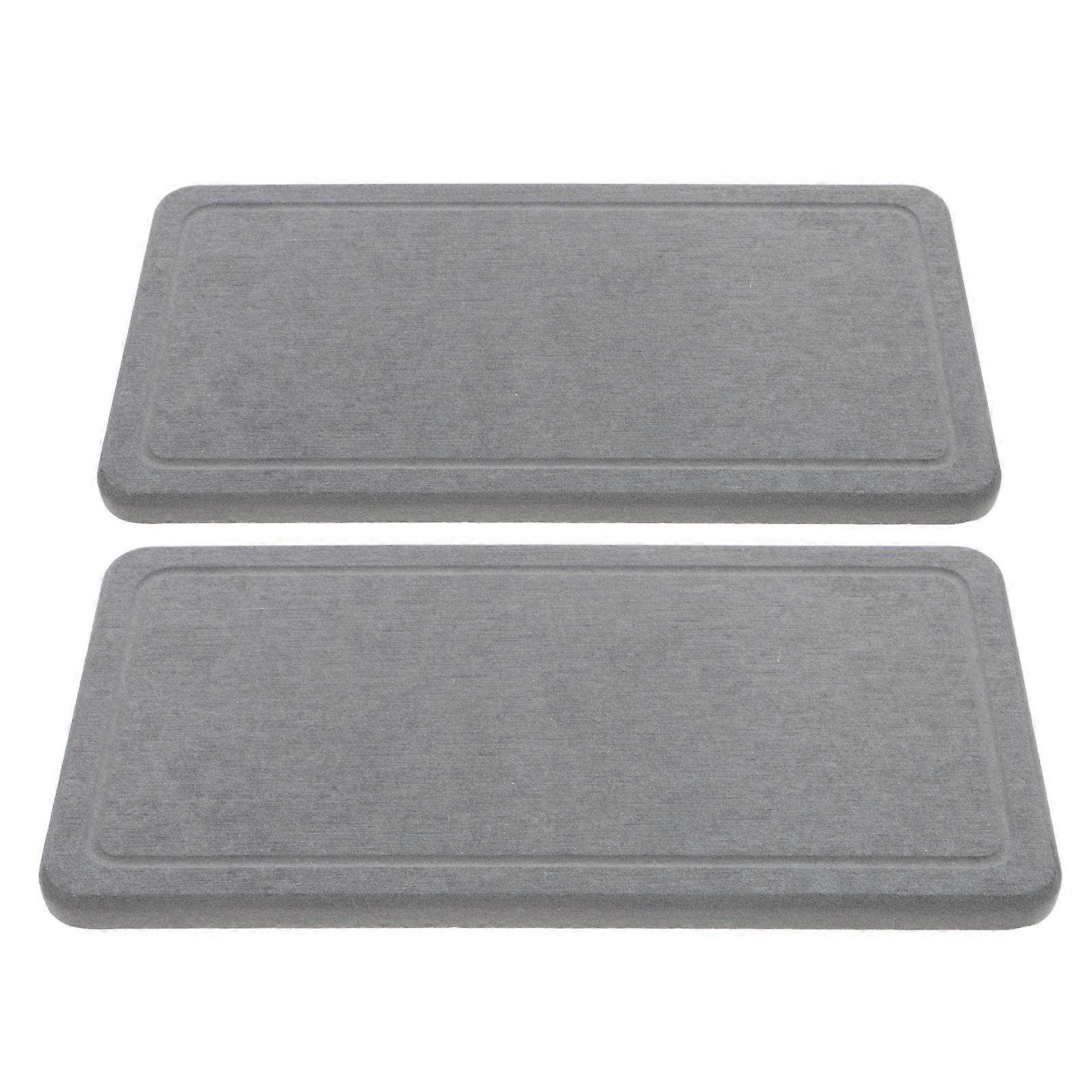 Quick Drying Stone Mat 2PCS Dark Grey Non-Slip Diatom Mud for Kitchen Counter and Sink Organization