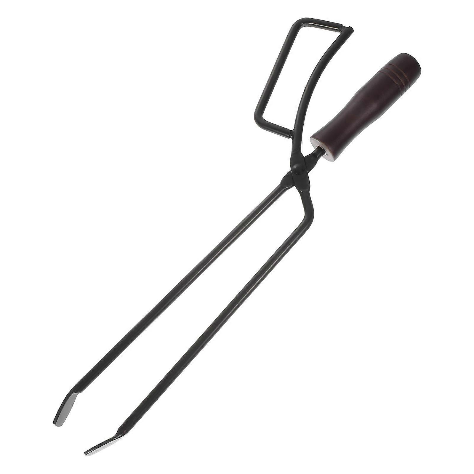 Stainless Steel Fireplace Charcoal Clip Barbecue Charcoal Tong Ergonomic 40X10cm Black Grilling 1Set