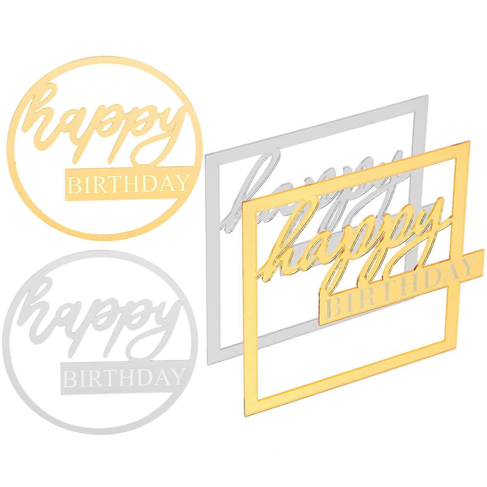 Happy Birthday Cake Topper Decoration For All Ages In Assorted Color Featuring Round Shape 4Pcs