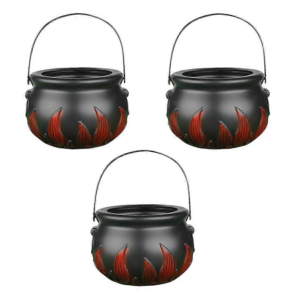 Halloween Bucket 3Pack Black Pumpkin Candy Holder Ideal For Party Storage Container 19X19X10Cm
