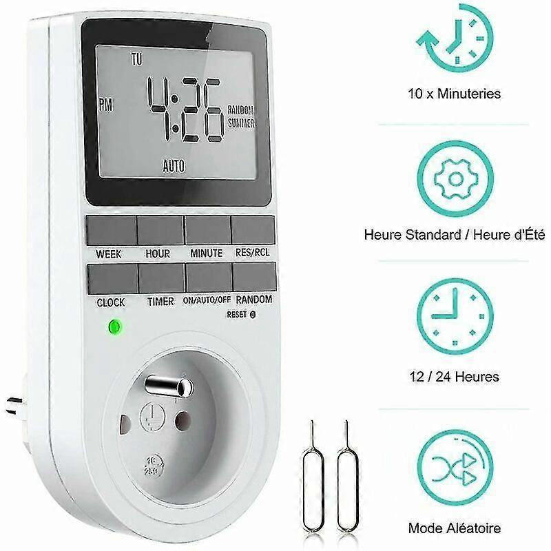Digital Programmable Socket, Weekly Digital Timer with LCD Display, 12H/24H/7Days Electrical Socket Timer, Energy Saving for Household Appliances and