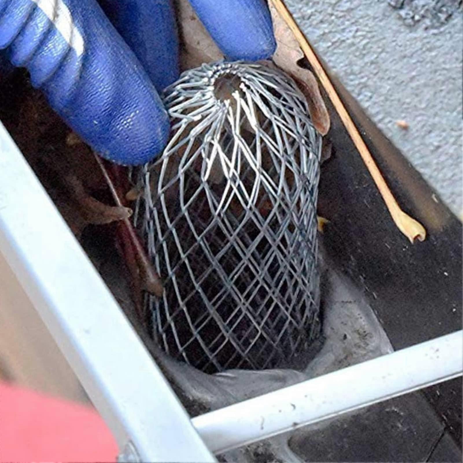 Gutter Guard Screen, 4-Piece Downspout Strainer, Durable Drain Pipe Filter for Garden and Landscaping