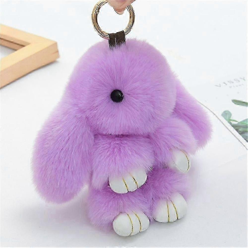 Adorable Fur Bunny Fluffy Rabbit Plush Toy Keyring Bag Charm Pendant Keychain