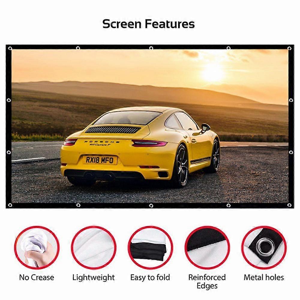 Foldable No Crease Soft Projector Screen Holes Hanging Portable Home Movie Meeting Screen (150inch 16:9)