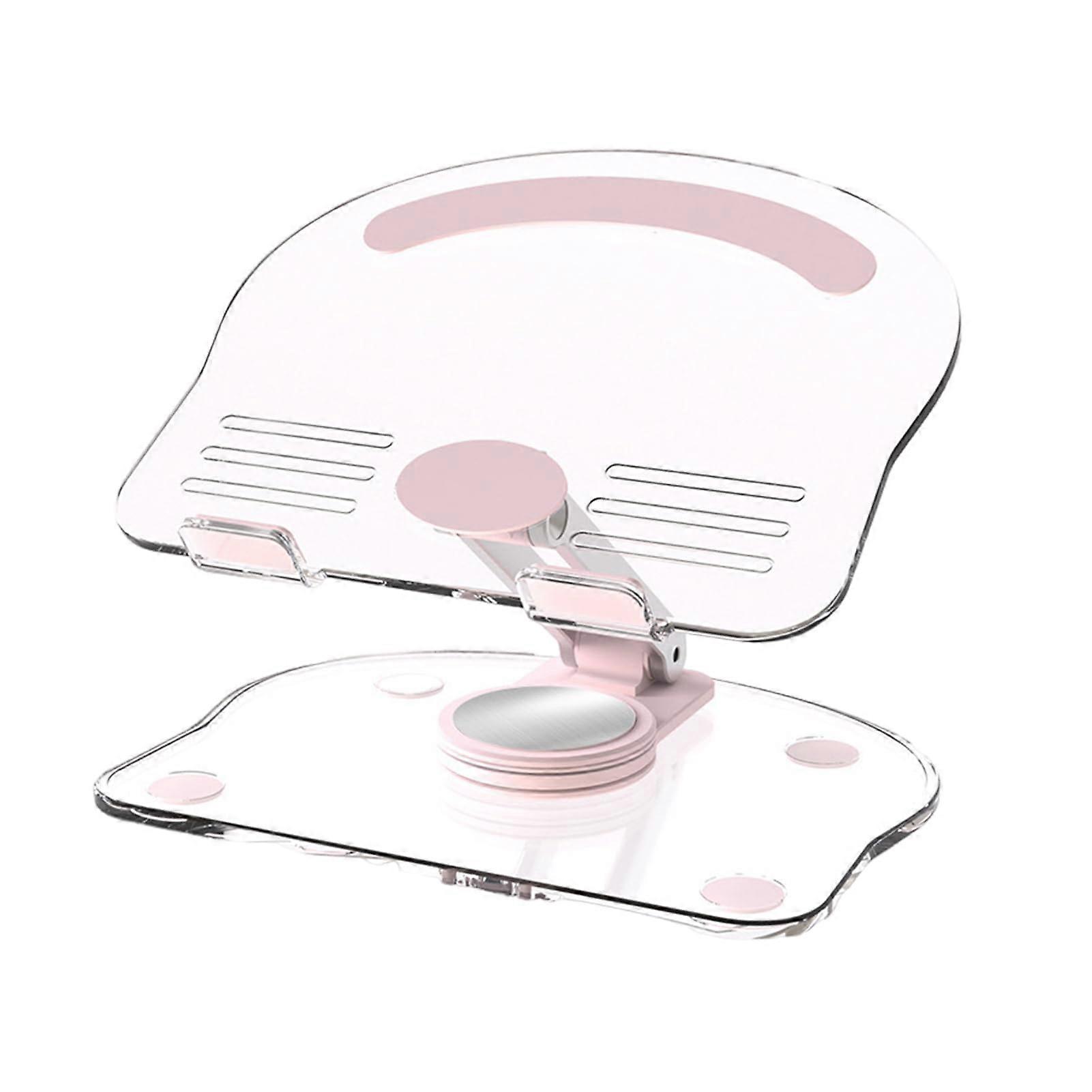 Acrylic Tablet Stand Folding Anti-Slip Holder 360° Rotation Adjustable Bracket for iPad Pro Air Mini - Pink