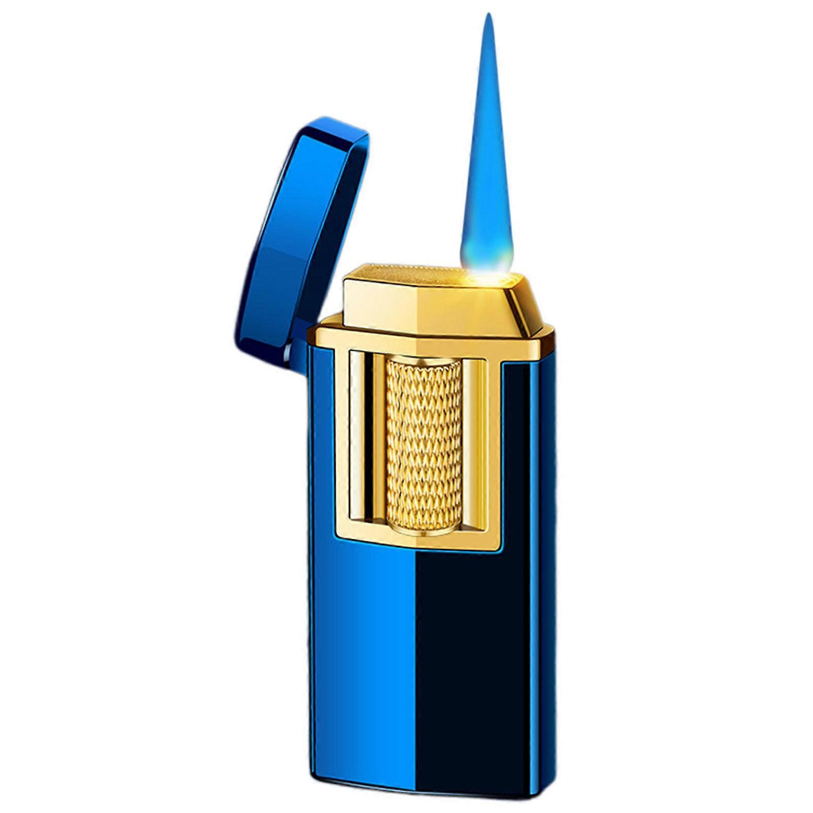 Metal Windproof Straight Blue Flame Lighter Type-C Rechargeable Butane Refillable Lighter Present For Men