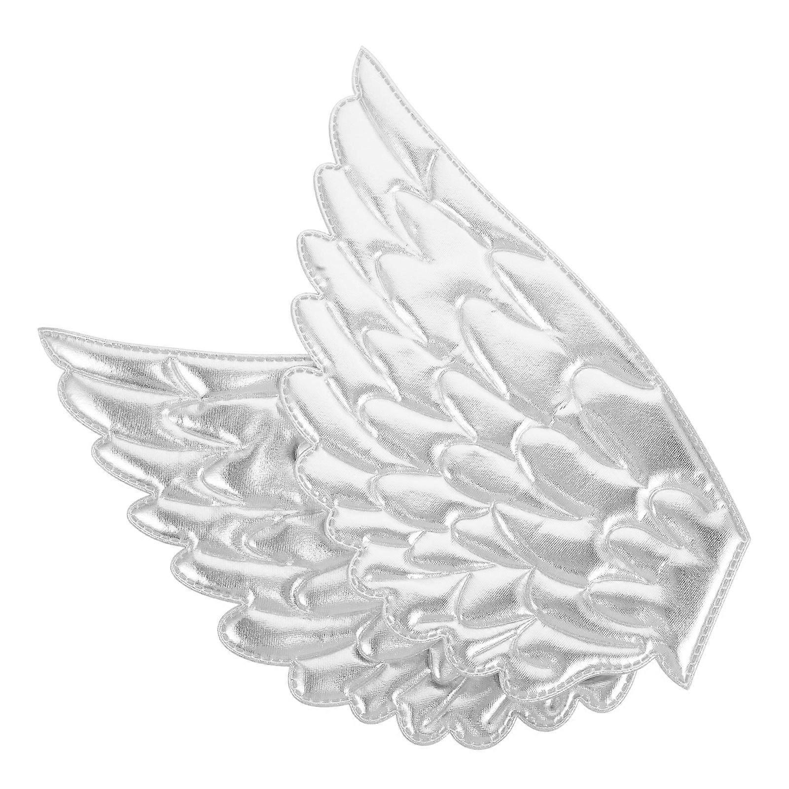 Silver Fabric Angel Wings Patches for DIY Crafts, Decorative Applique for Clothing and Accessories, Lightweight Durable Embossed Wing Design
