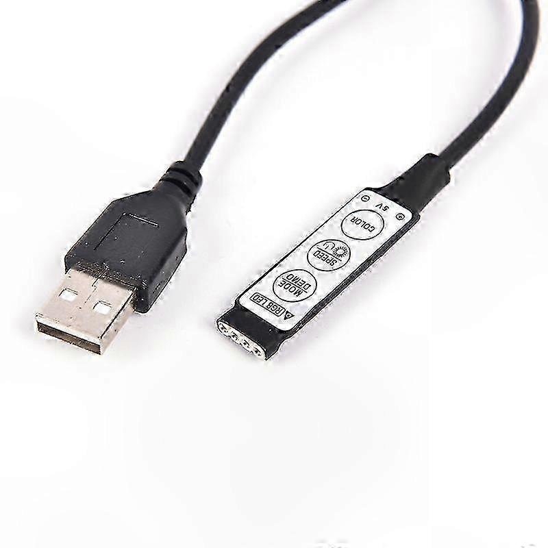 USB RGB LED Strip Control with 3-Key Remote for 4-Pin Lighting