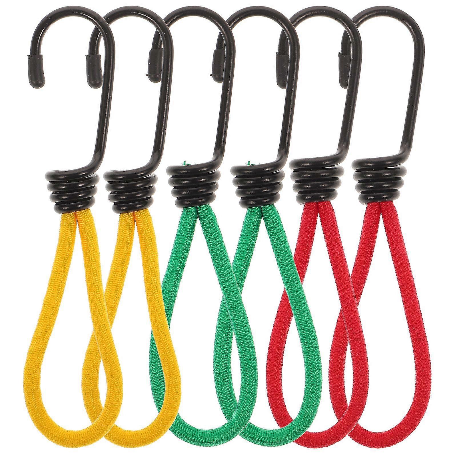 6pcs Camping Tent Fixed Cord with Hook Elastic Tent Elastic Rope Buckle Hook