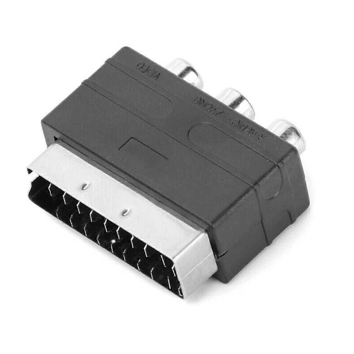 Scart Male Plug to 3RCA Phono Female AV TV Audio Video Adapter Input for for DVD VCR