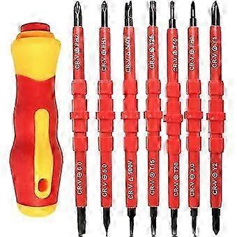 7 Pieces Insulating Screwdrivers, Interchangeable Screwdrivers, Insulated Electrician's Screwdriver, 14 in 1 Chrome Vanadium Steel Screwdriver Set wit