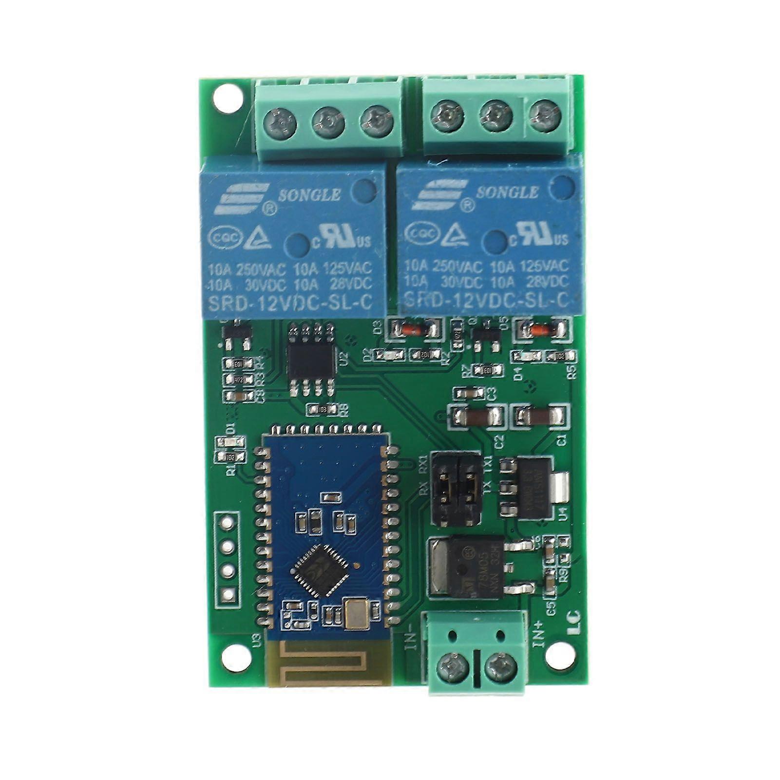 Relay Module 2 Channel Bluetooth Board APP Remote Switch Control with Light Indicator DC 12V